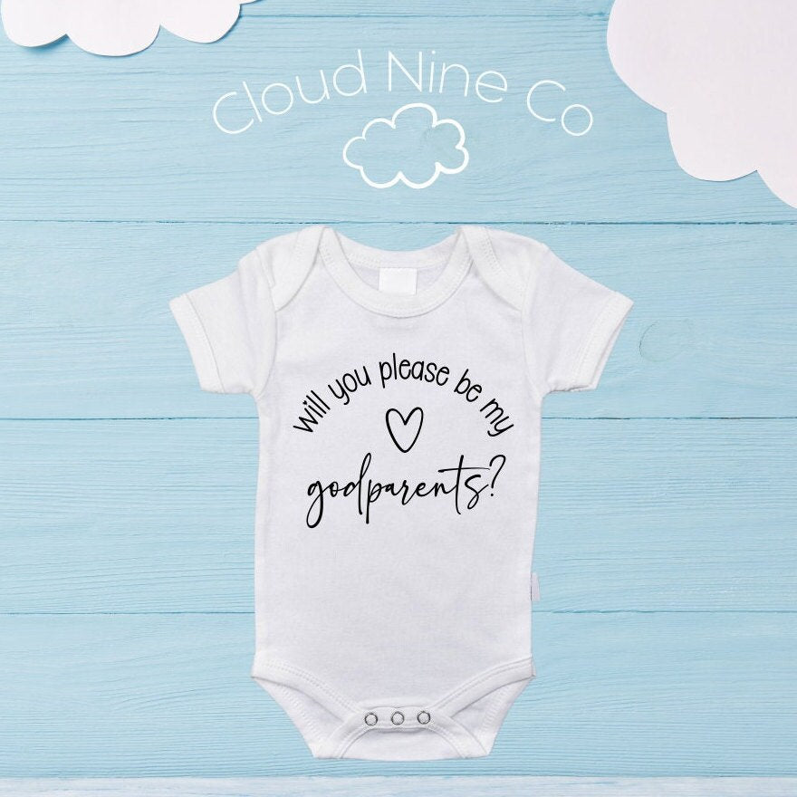 Godparent proposal onesie, will you be my godparents, godmother gift, godfather gift, custom pregnancy reveal, godparents announcement