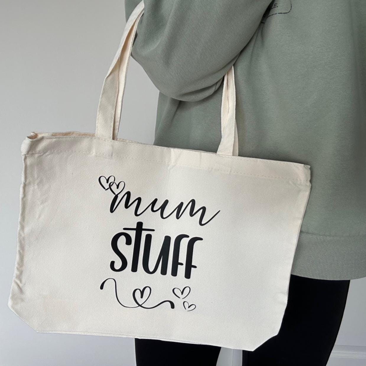Mum Stuff canvas tote bag, Mum shopping bag, Mama tote bag, practical gift for mums, baby shower gift, gift for mom, reusable mummy gift bag