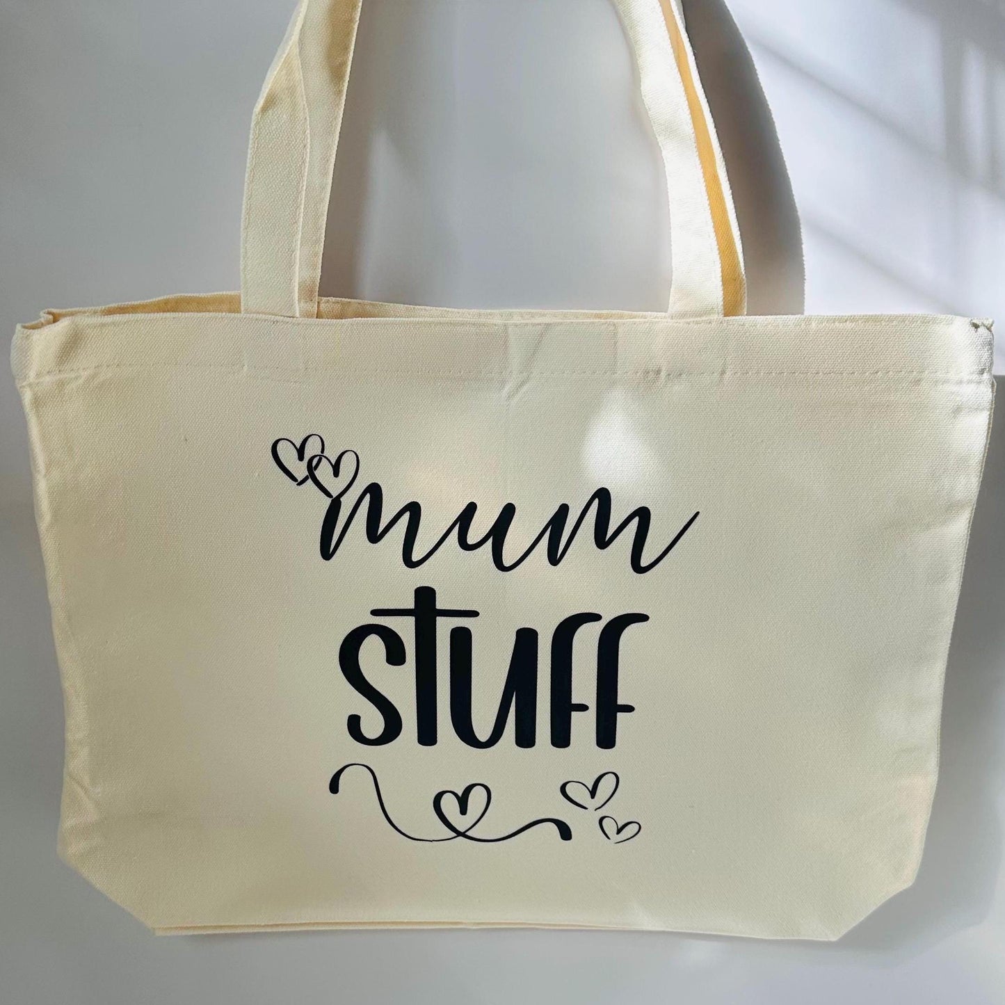 Mum Stuff canvas tote bag, Mum shopping bag, Mama tote bag, practical gift for mums, baby shower gift, gift for mom, reusable mummy gift bag