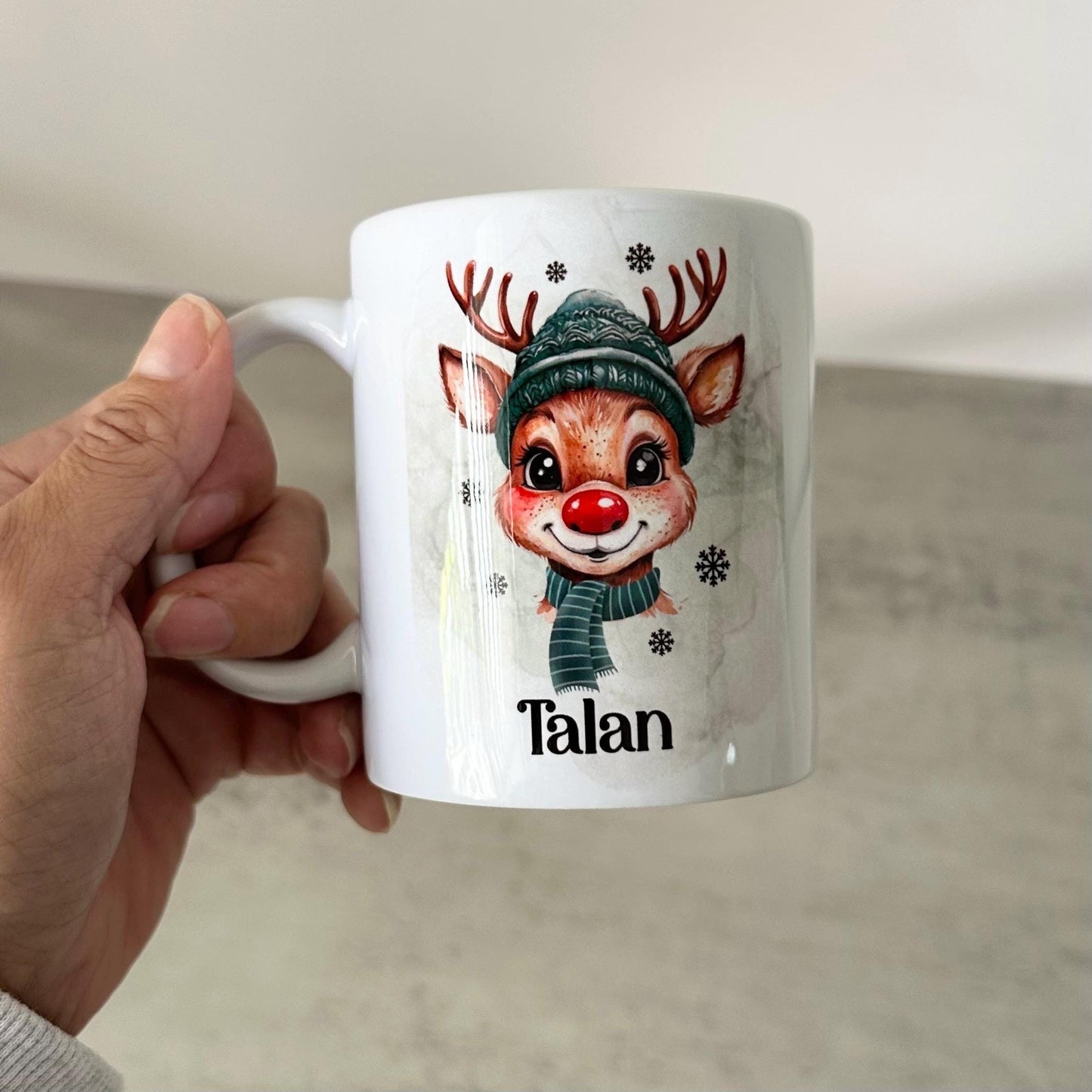 Custom Christmas Mug, Personalised Reindeer Name Mug 11oz, Cute Boys Xmas Gift, Kris Kringle, Secret Santa Present, Festive Coffee Tea Mug