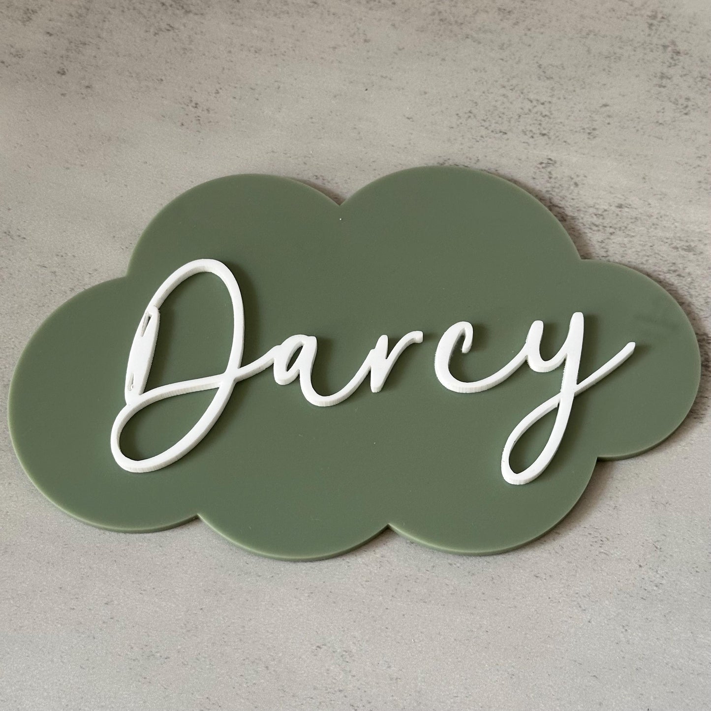 3D Name Cloud Plaque | Baby Name Reveal Announcement Sign | Newborn Personalised Birth Name Plaque | Custom Acrylic Nursery Decor Door Sign