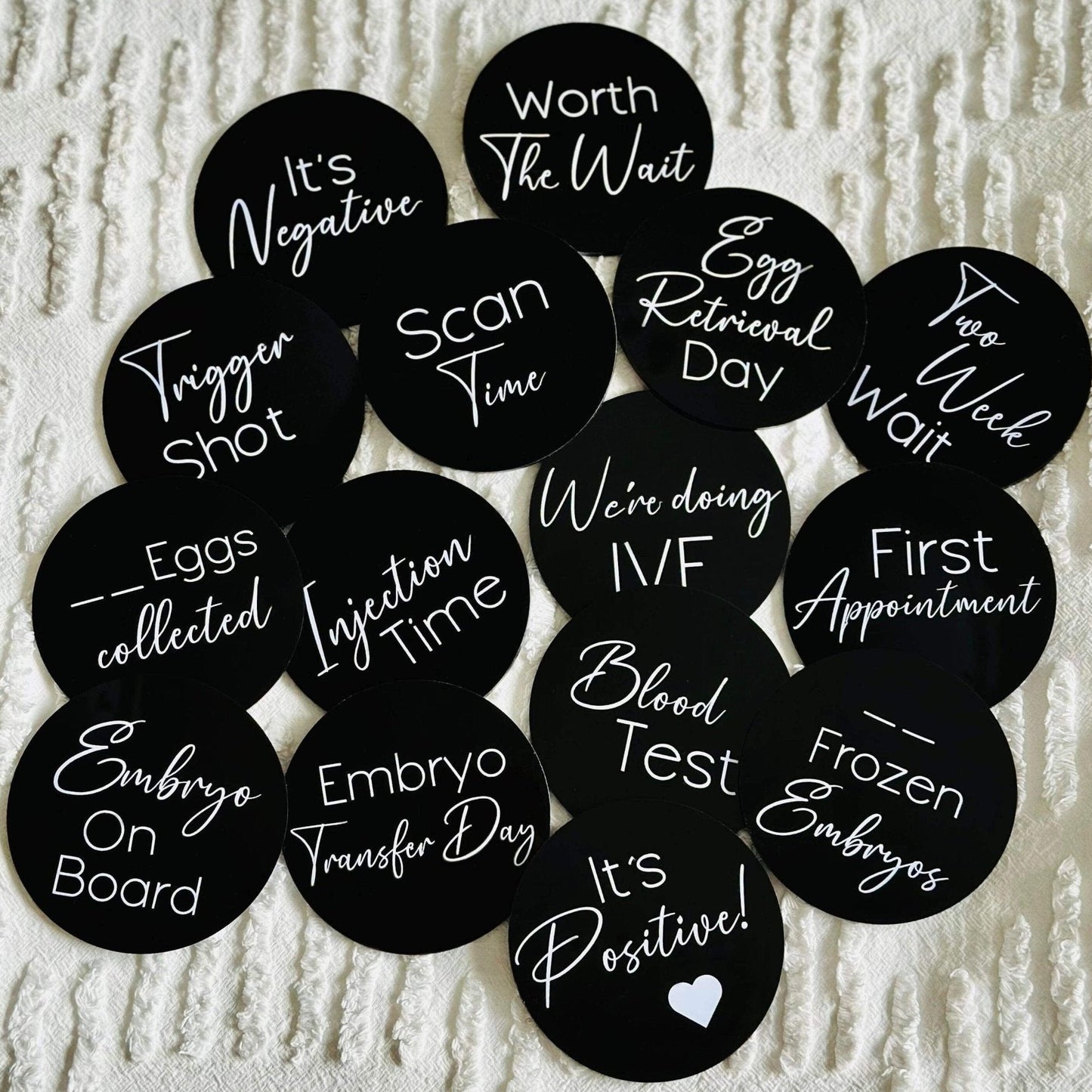 IVF acrylic milestone discs set of 15, keepsake for fertility journey, IVF milestone plaque, infertility photo prop, in vitro treatment sign