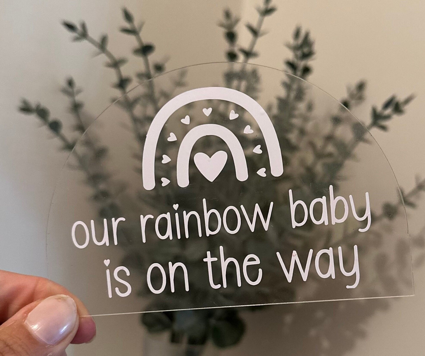 Our Rainbow Baby Is On The Way pregnancy announcement, rainbow baby arch, pregnancy photo prop, infertility journey, pregnancy after loss