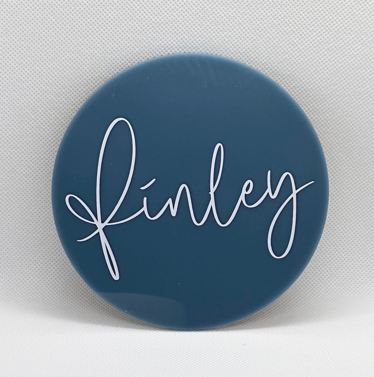 Birth announcement plaque 12cm, baby name reveal, newborn name announcement, personalised birth name plaque, custom acrylic round name disc