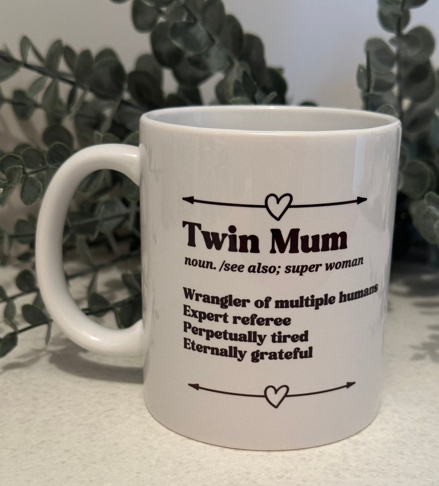 Twin Mum mug dictionary meaning, definition coffee mug for twin mom, funny gift for new twin parents, twin parents gift, tired mama club