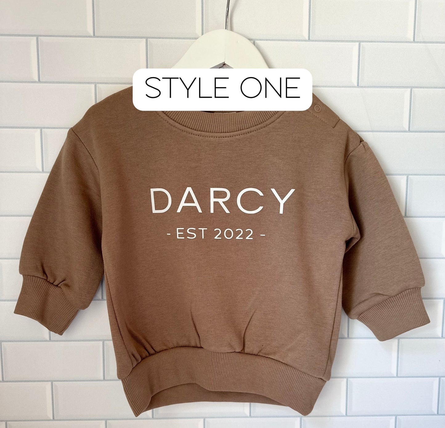 Personalised baby name jumper, custom kids sweater, EST fleece sweatshirt, custom childrens sweat,toddler birth year jumper,baby shower gift