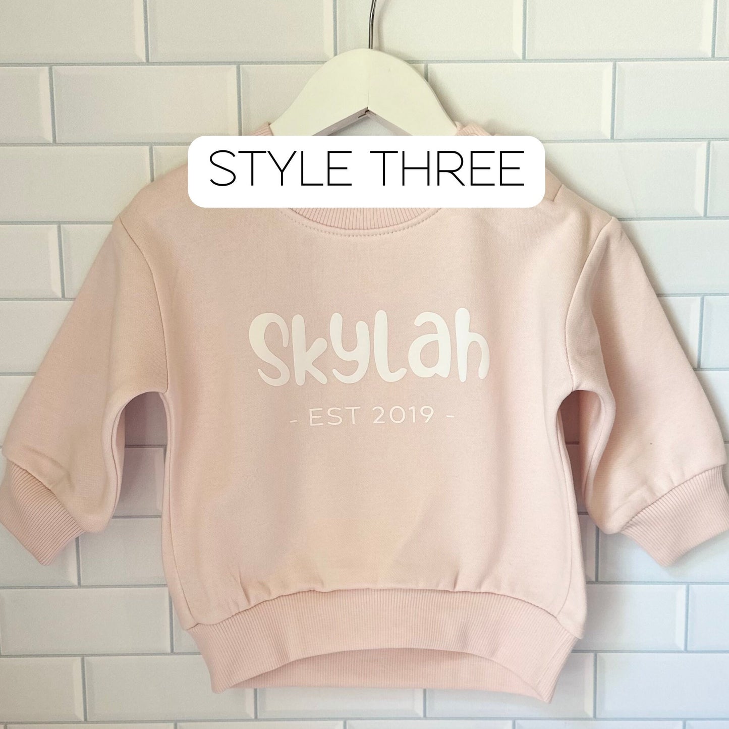 Personalised baby name jumper, custom kids sweater, EST fleece sweatshirt, custom childrens sweat,toddler birth year jumper,baby shower gift