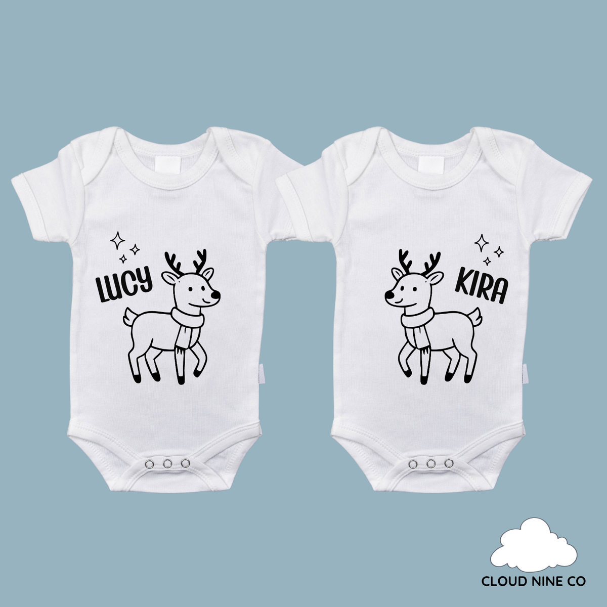 Reindeer Names | Twin Onesies
