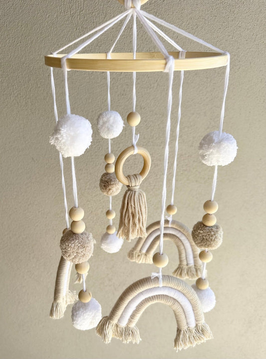 Neutral Toned Rainbow Boho | Baby Mobile