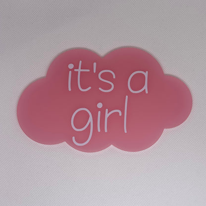 'It's A Boy!' / 'It's A Girl!' | Frosted Acrylic Announcement Cloud (SALE)