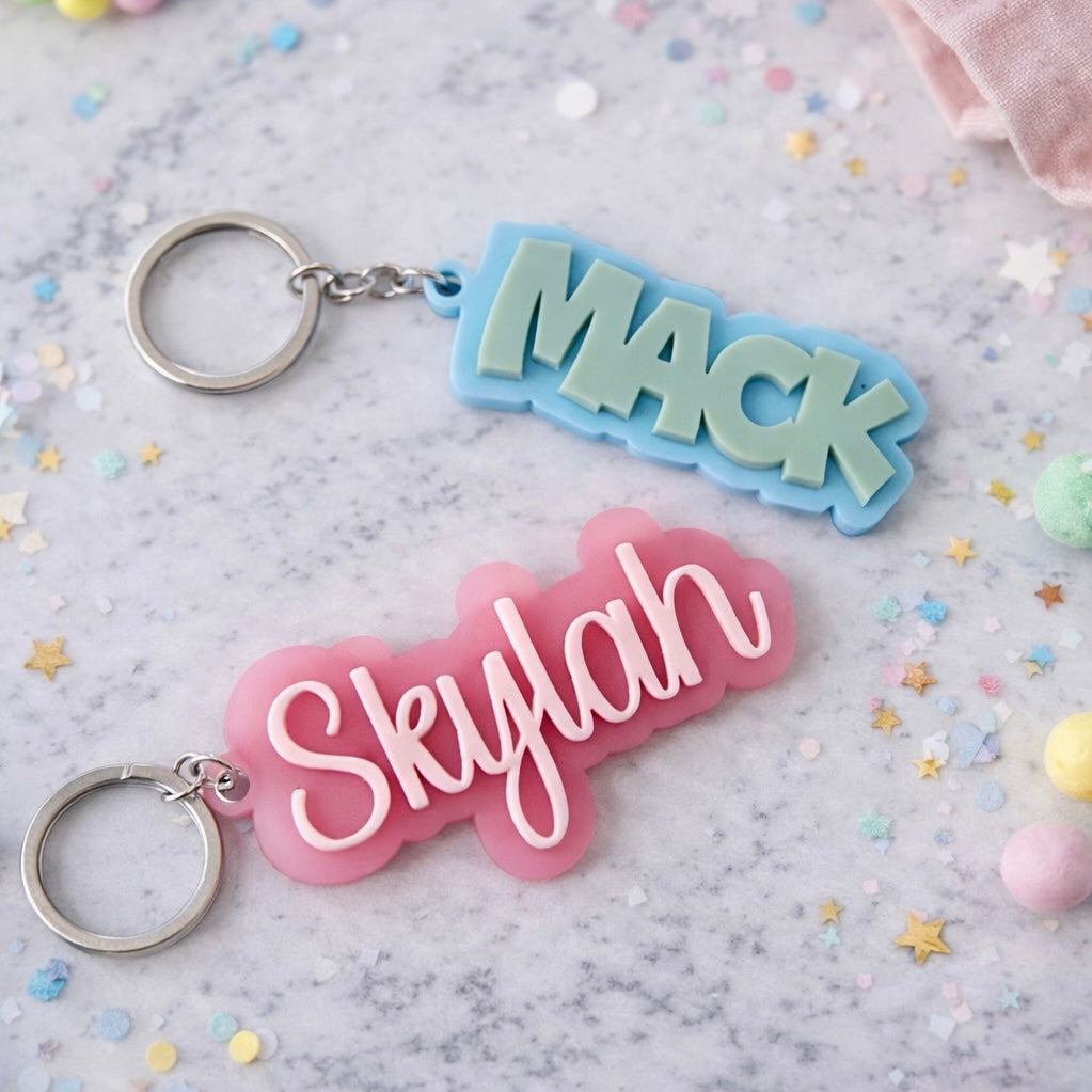 Personalised Bag Tag | Double Layered Name Keyrings