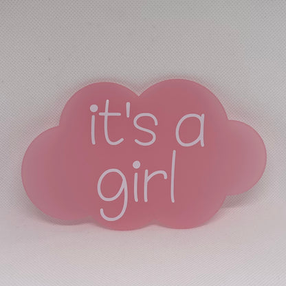 'It's A Boy!' / 'It's A Girl!' | Frosted Acrylic Announcement Cloud (SALE)