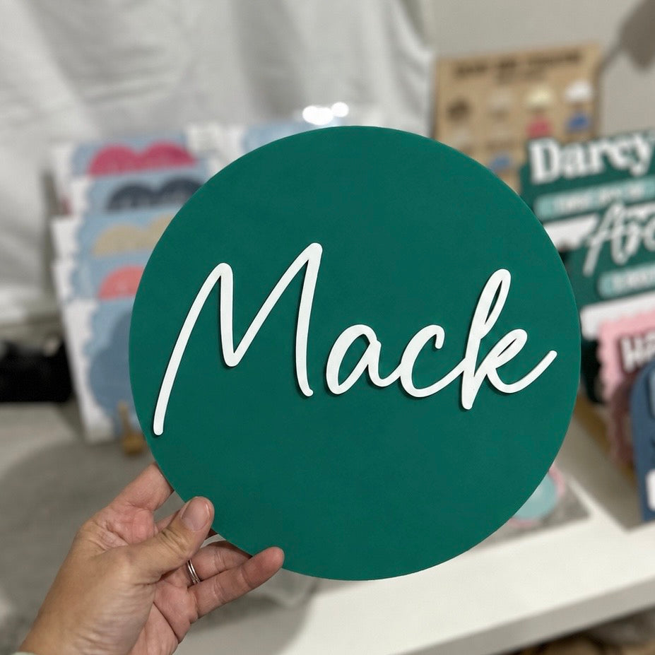Personalised 3D Round Acrylic Name Sign | Multiple Sizes
