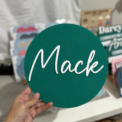 Personalised 3D Round Acrylic Name Sign | Multiple Sizes