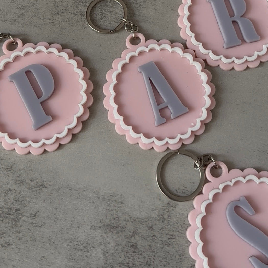 Personalised Bag Tag | Scallop Edged Keyring