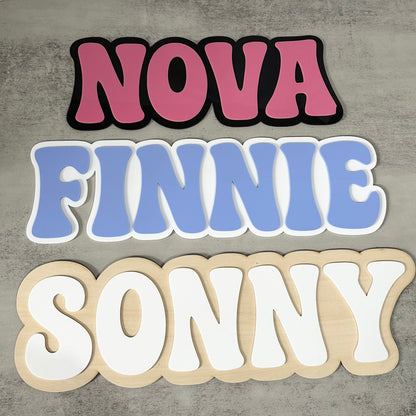 Double-Layered Retro Name Sign | Large