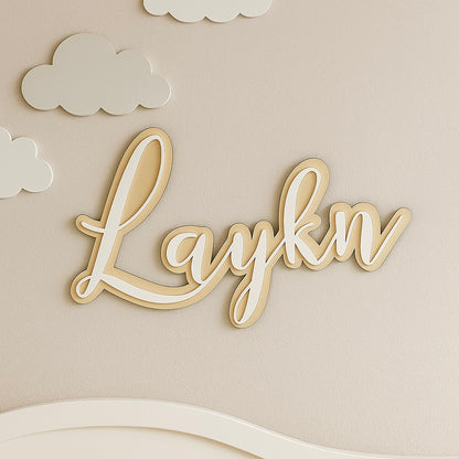 Double-Layered 40cm Custom Name Sign | Timber & Acrylic