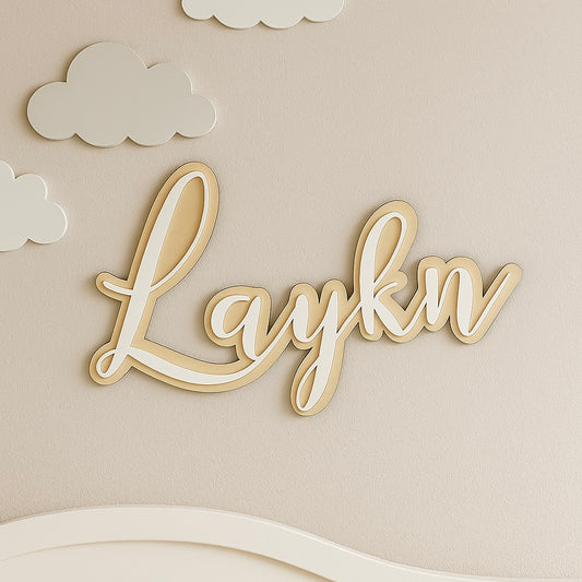 Double-Layered 40cm Custom Name Sign | Timber & Acrylic