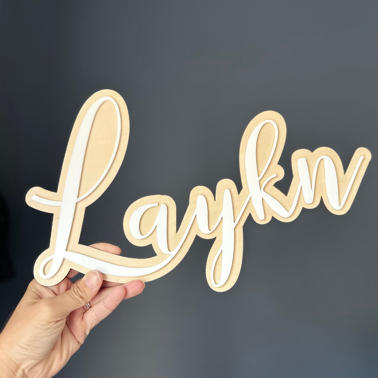Double-Layered 40cm Custom Name Sign | Timber & Acrylic