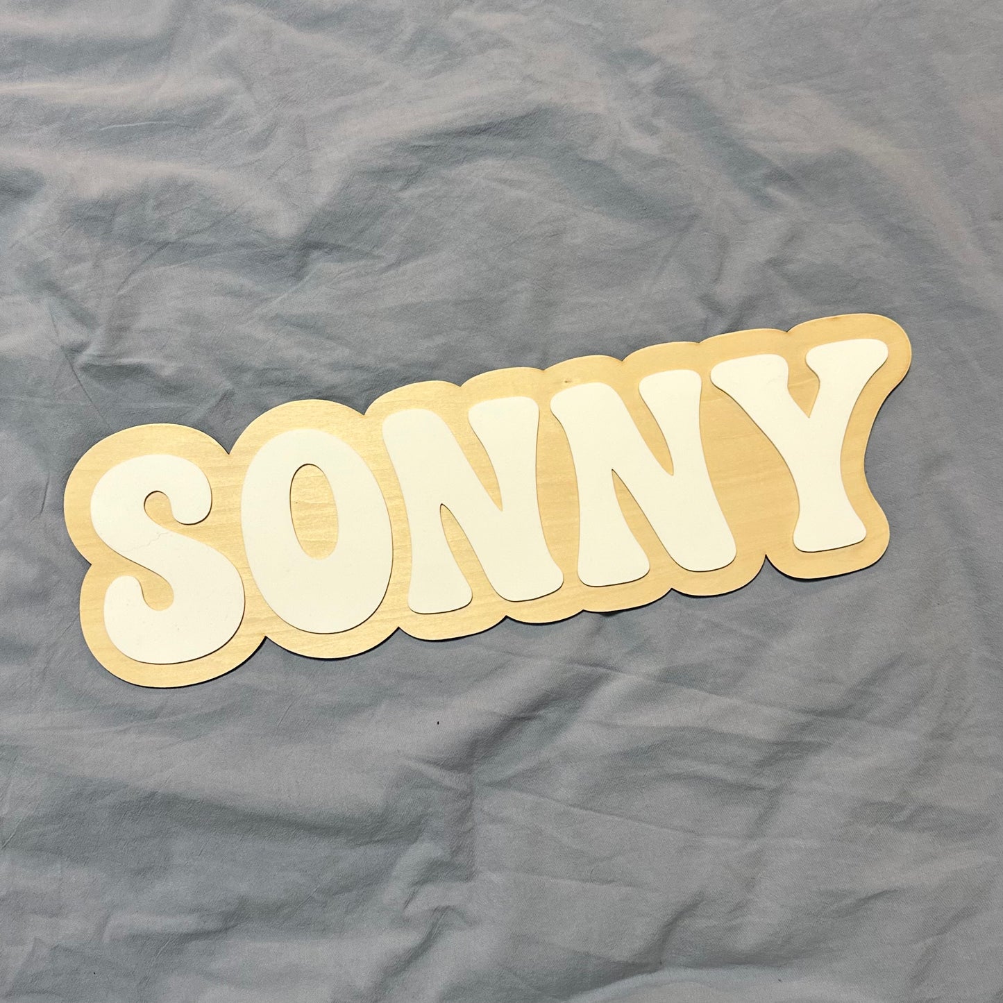 Double-Layered Timber & Acrylic Name Sign | 40cm