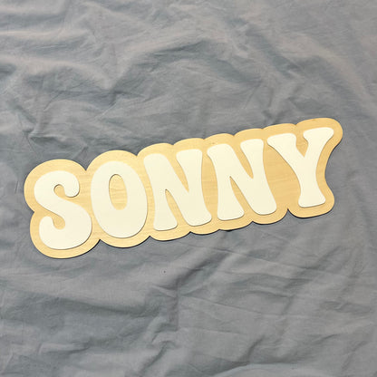Double-Layered Timber & Acrylic Name Sign | 40cm