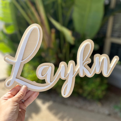 Double-Layered 40cm Custom Name Sign | Timber & Acrylic