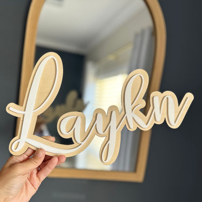 Double-Layered 40cm Custom Name Sign | Timber & Acrylic