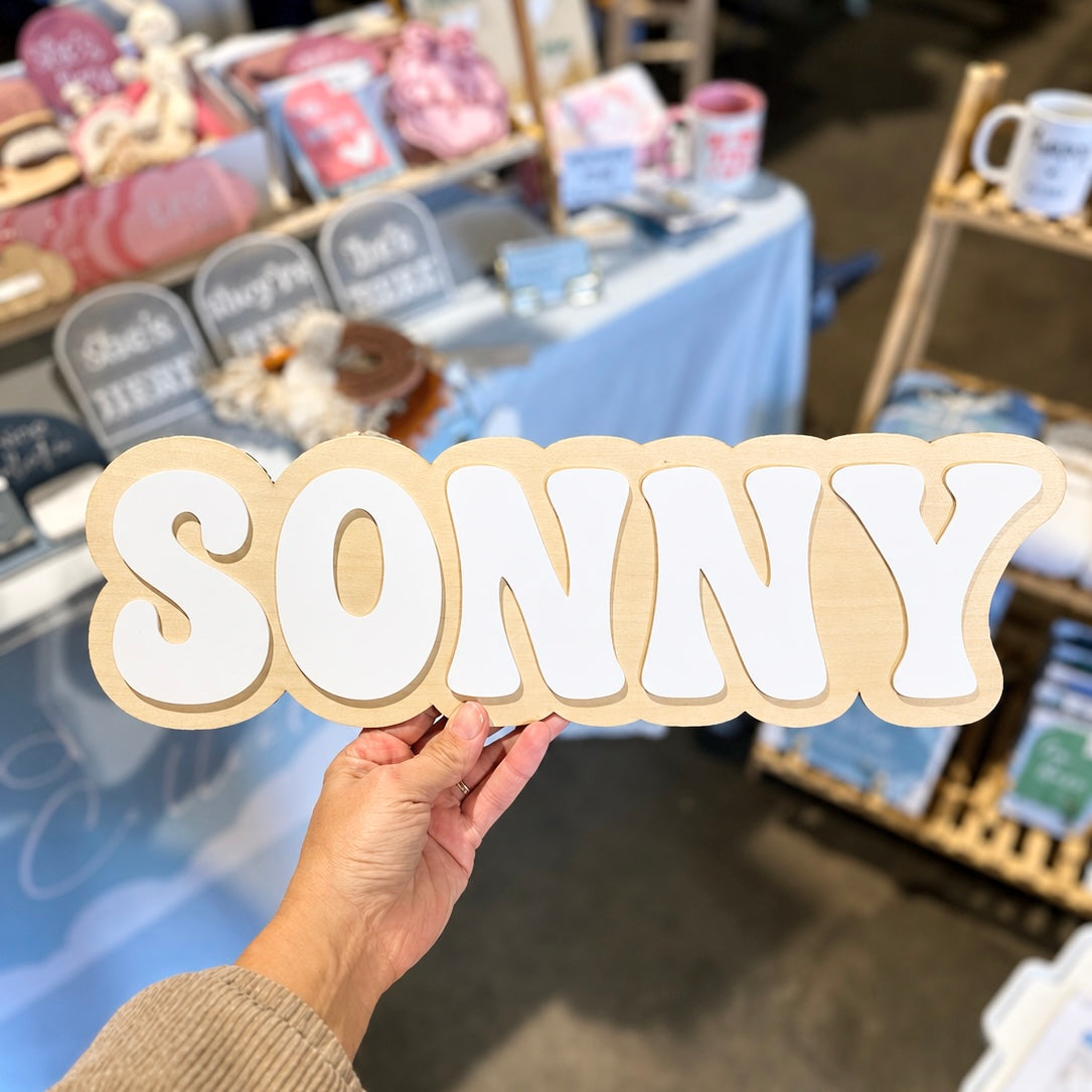 Double-Layered Timber & Acrylic Name Sign | 40cm