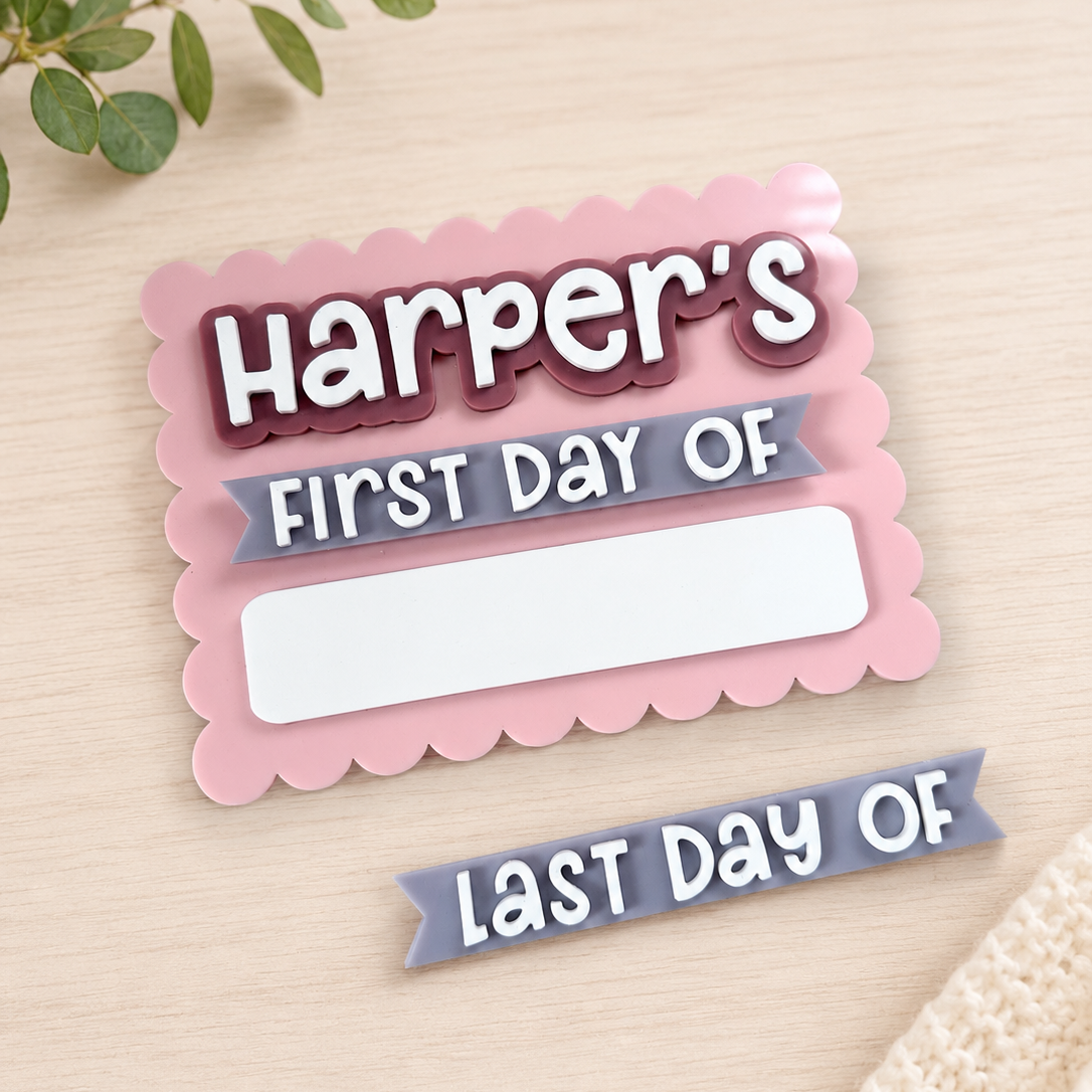 Mini Acrylic School Board | Scallop Rectangle