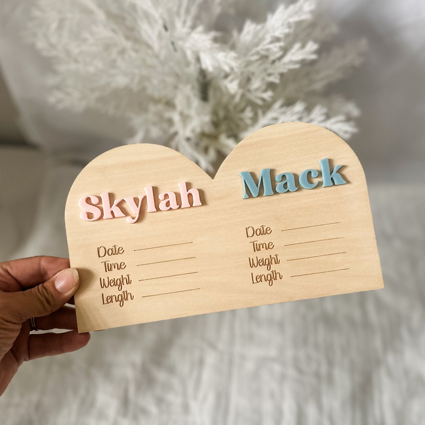 Personalised Twin Birth Stats Sign | With Names