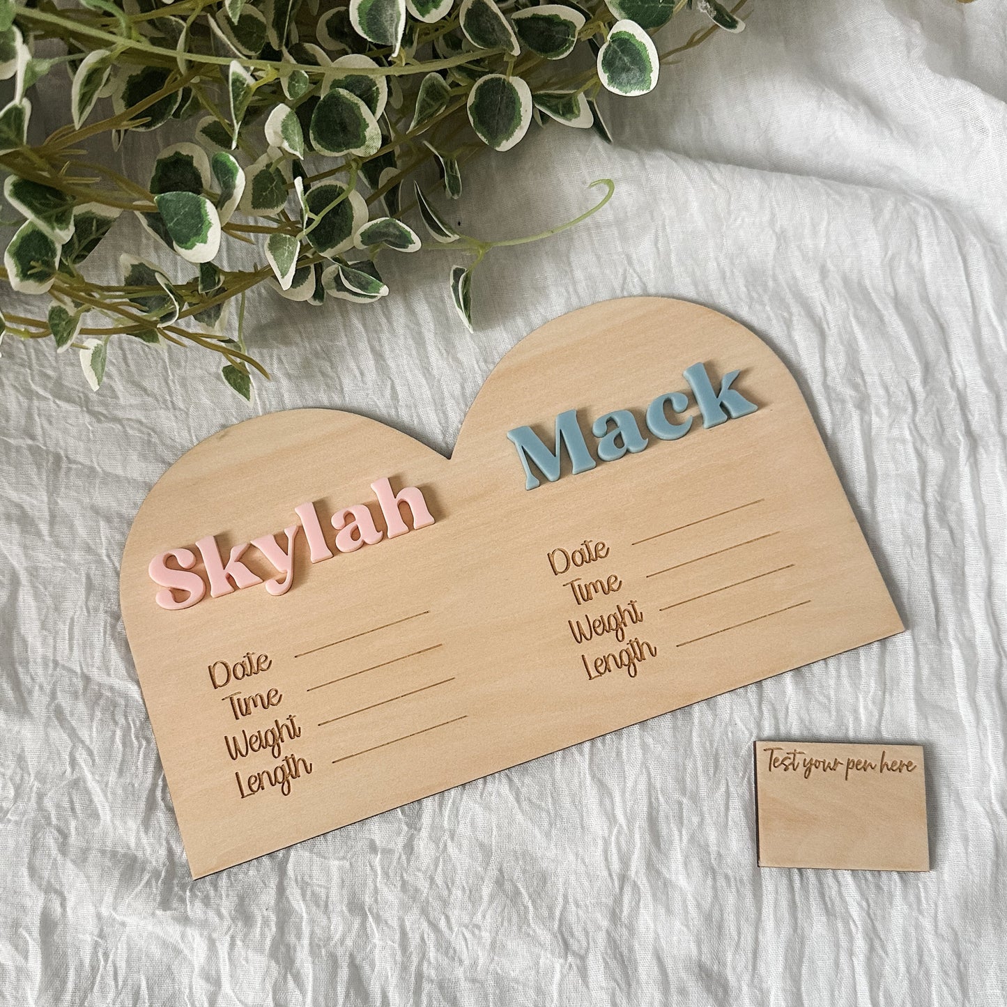 Personalised Twin Birth Stats Sign | With Names