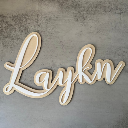Double-Layered 40cm Custom Name Sign | Timber & Acrylic