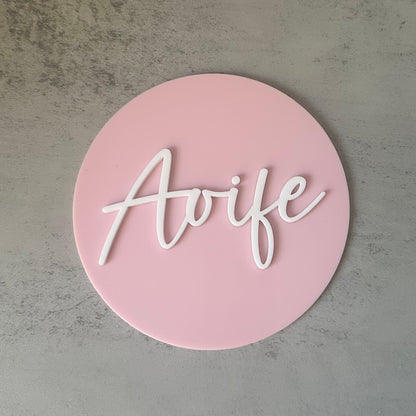 Personalised 3D Round Acrylic Name Sign | Multiple Sizes