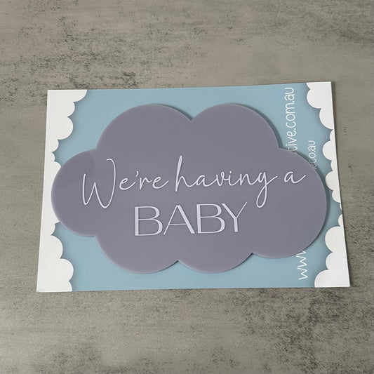 We're Having A Baby!  Cloud-Shaped Pregnancy Announcement - Lavender (SALE)
