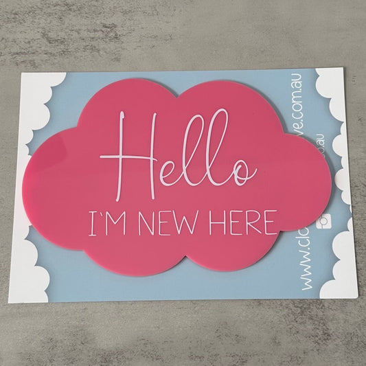 Hello I'm New Here - Cloud-Shaped Pregnancy Announcement - Pink (SALE)