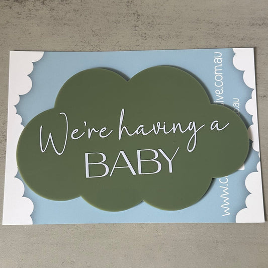 We're Having A Baby!  Cloud-Shaped Pregnancy Announcement - Khaki (SALE)