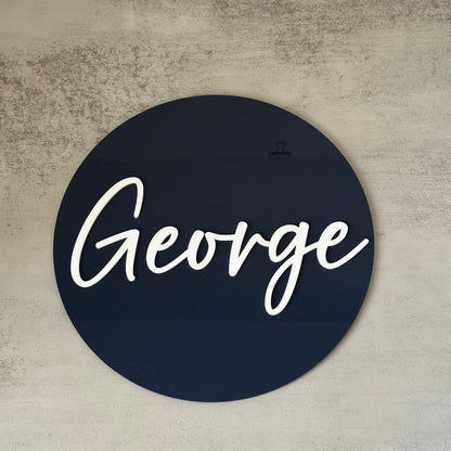 Personalised 3D Round Acrylic Name Sign | Multiple Sizes