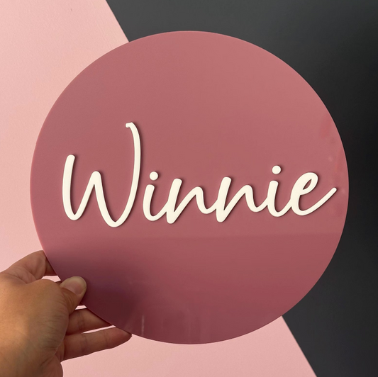 Personalised 3D Round Acrylic Name Sign | Multiple Sizes