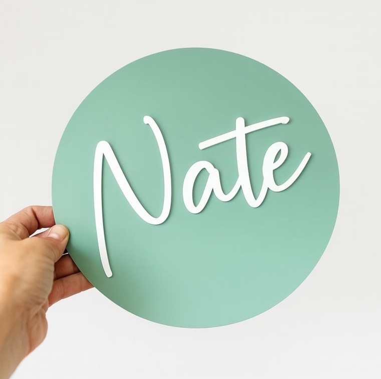 Personalised 3D Round Acrylic Name Sign | Multiple Sizes