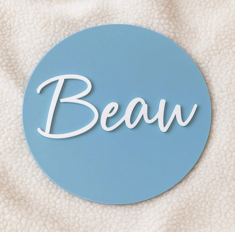 Personalised 3D Round Acrylic Name Sign | Multiple Sizes