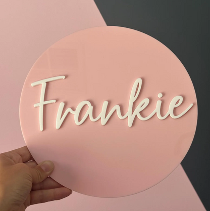 Personalised 3D Round Acrylic Name Sign | Multiple Sizes