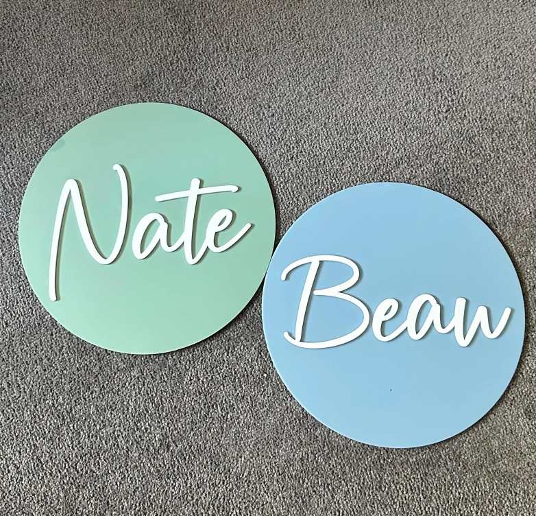 Personalised 3D Round Acrylic Name Sign | Multiple Sizes