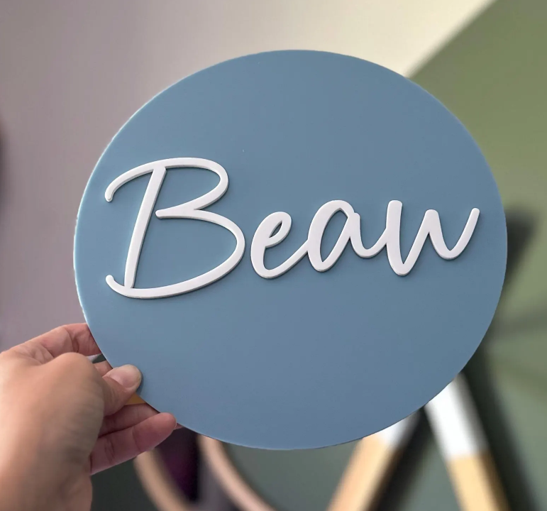 Personalised 3D Round Acrylic Name Sign | Multiple Sizes
