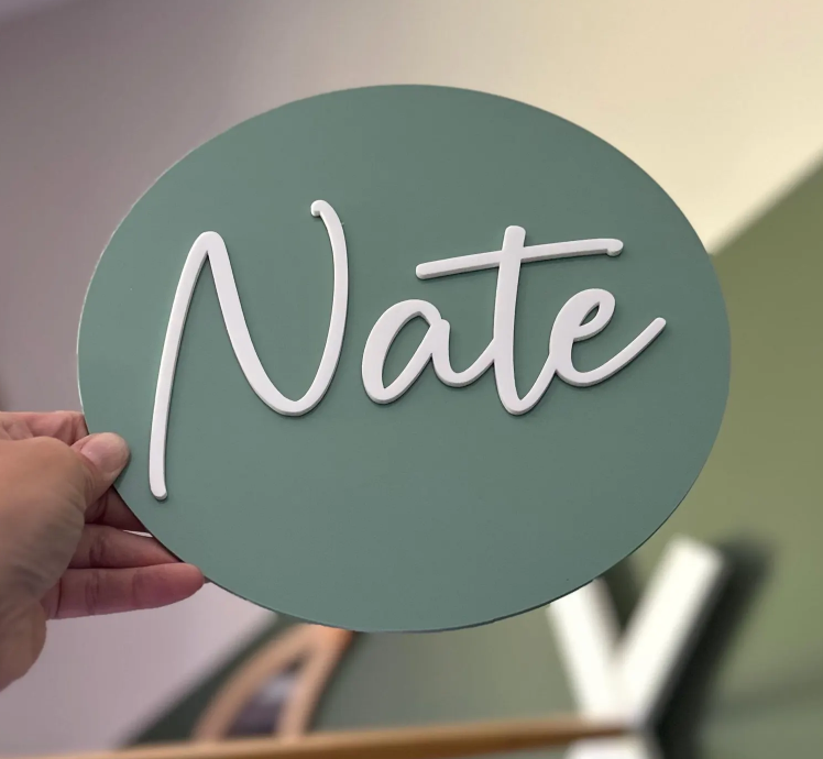 Personalised 3D Round Acrylic Name Sign | Multiple Sizes