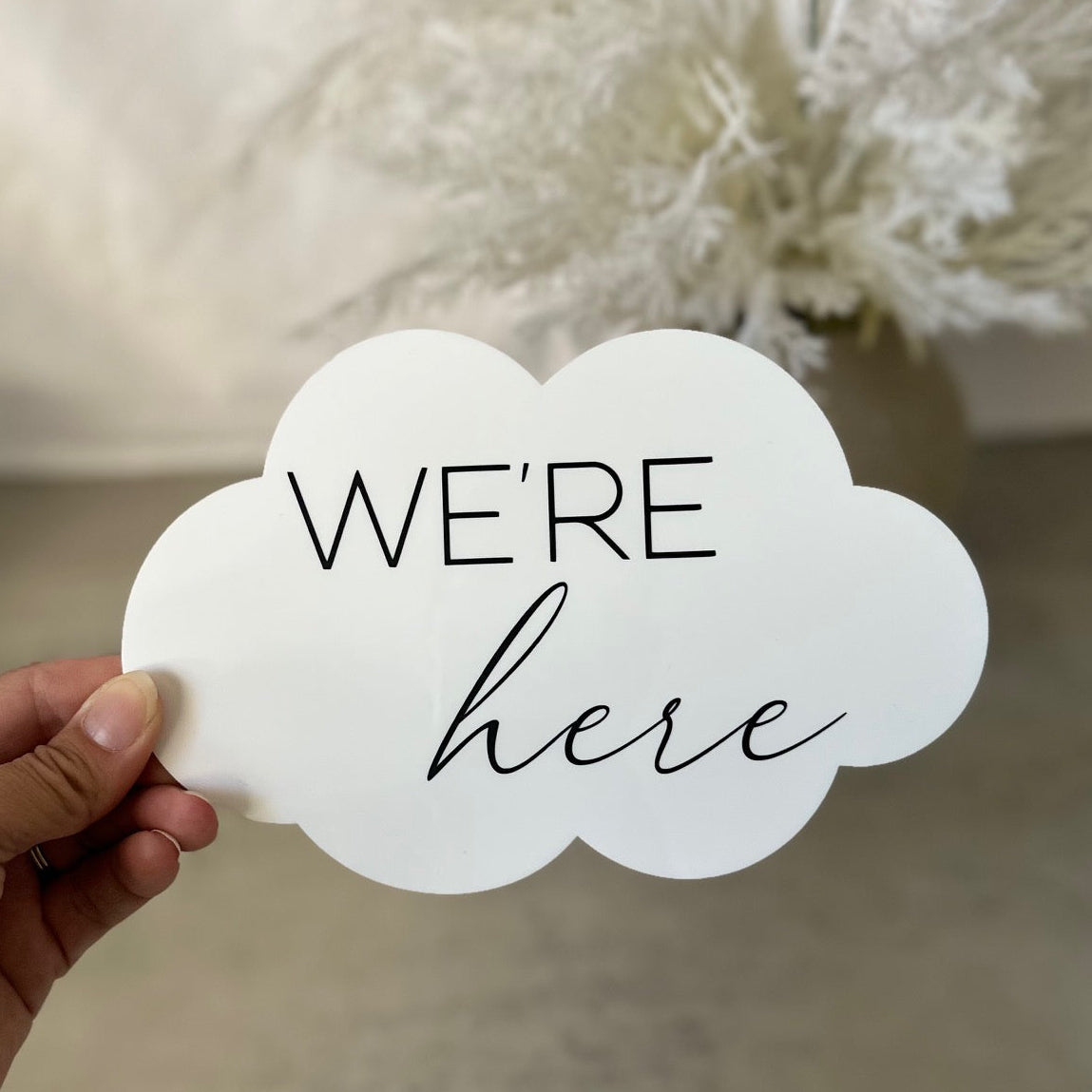 Cloud Shaped 'We're Here' | Multiple Birth Announcement Plaque