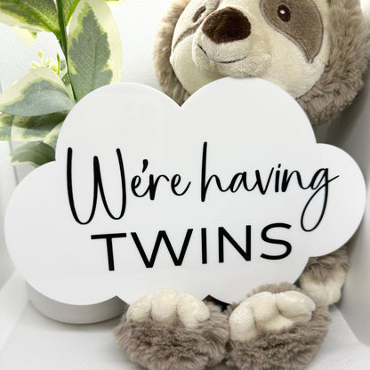 We're Having Twins - Cloud-Shaped Pregnancy Announcement