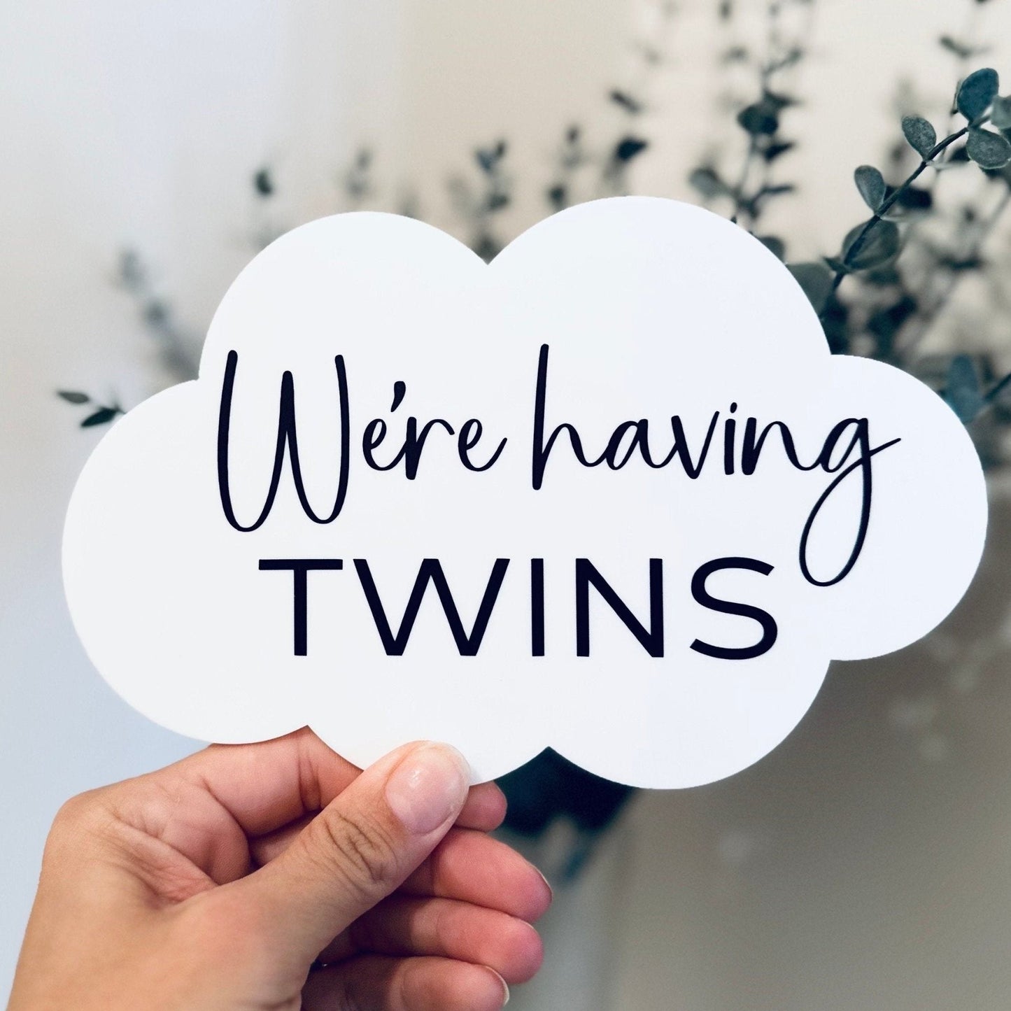 We're Having Twins - Cloud-Shaped Pregnancy Announcement