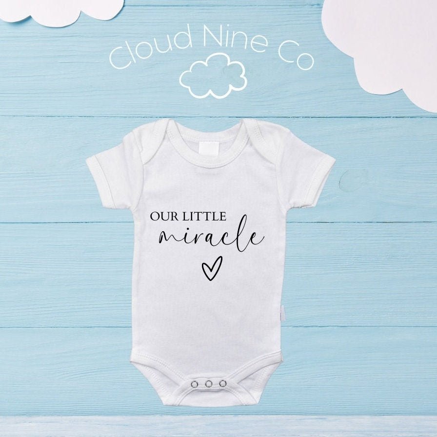 Our Little Miracle announcement onesie, custom pregnancy announcement, pregnancy reveal bodysuit, baby shower gift, ivf baby, infertility