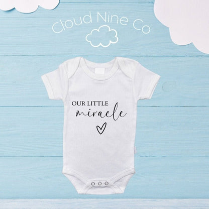 Our Little Miracle announcement onesie, custom pregnancy announcement, pregnancy reveal bodysuit, baby shower gift, ivf baby, infertility