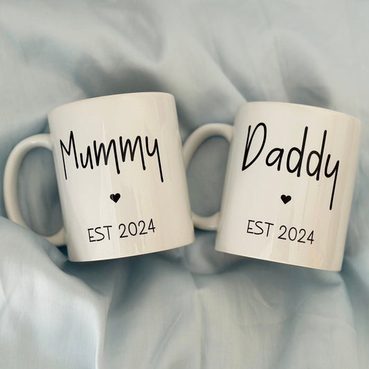Mummy and Daddy matching mug set, gift for new parents, gift for mum, gift for dad, mug for mom & dad 11oz, pregnancy gift, baby shower gift